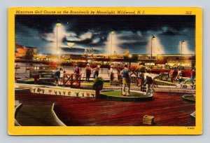 Postcard Miniature Golf Course on The Boardwalk by Moonlight Wildwood New Jersey