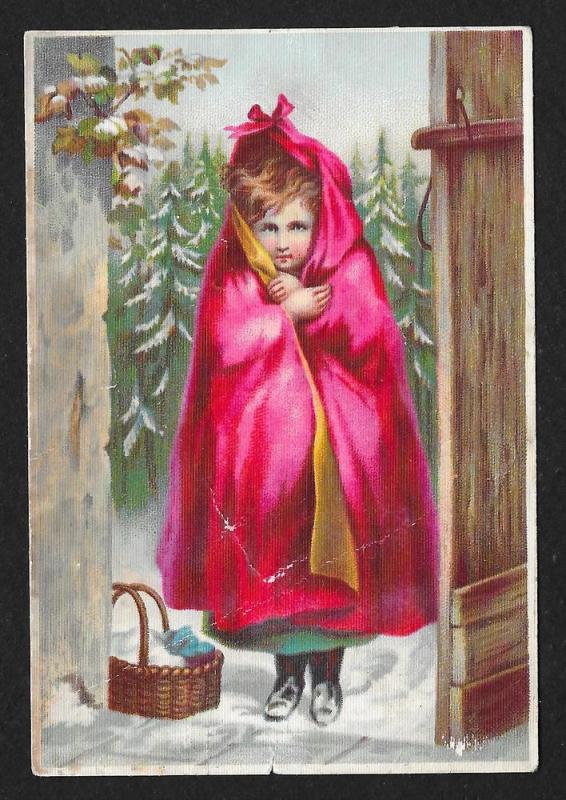 VICTORIAN TRADE CARD Dr Jayne's Tonic Girl in Red Cape