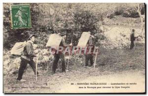 Postcard Old Customs Customs Frontiere Franco Swiss Conrebandiers running in ...