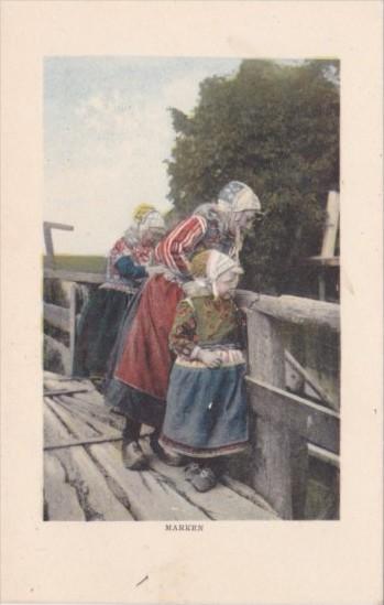 Netherlands Volendam Locals In Traditional Costume