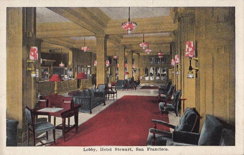 Postcard Lobby Hotel Stewart San Francisco CA