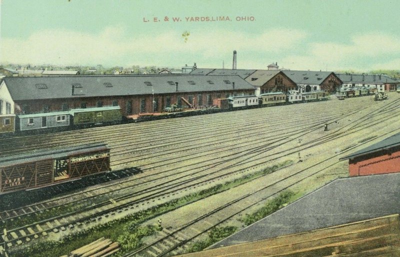 C.1905-10 L. E. & W. Yards, Lima, Ohio. Vintage Postcard F27 