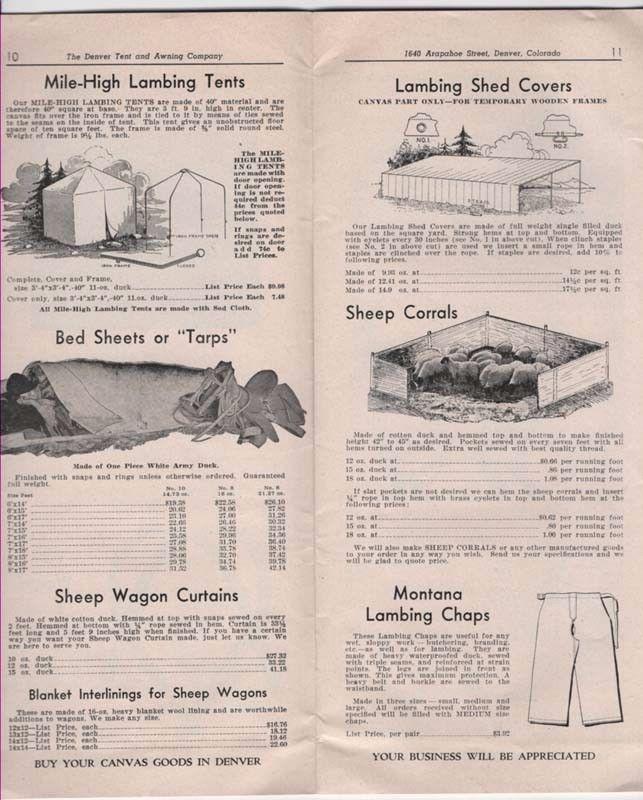 1949 Catalog  THE DENVER TENT AND AWNING COMPANY, Denver,...