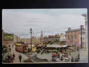 Norfolk GREAT YARMOUTH Market Place & Trams showing CAFE CENTRAL TEAS c1906