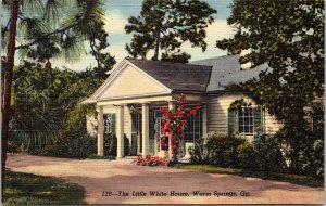 Little White House Warm Springs GA Georgia Linen Postcard VTG UNP Curteich 