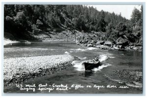 US Mail Boat Rogue River Singing Springs Rach Agness Oregon RPPC Photo Postcard