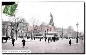 Old Postcard Paris Place de la Republique