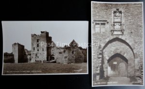 Shropshire 2 x LUDLOW CASTLE  - Old RP Postcard by Walter Scott