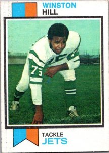 1973 Topps Football Card Winston Hill New York Jets sk2591