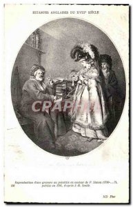 Old Postcard British Prints From XVIII Century Reproduction etching dots in c...