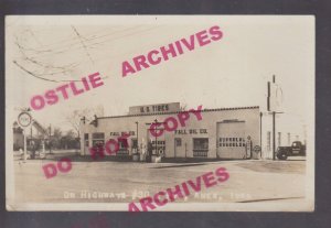 Ames IOWA RPPC c1930 GARAGE Gas Station TOW TRUCK Pure Gasoline U.S. TIRES IA