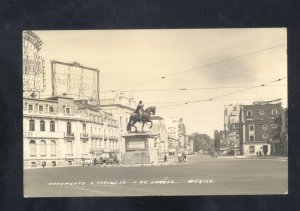 RPPC JUAREZ MEXICO DOWNTOWN STREET SCENE MONUMENT VINTAGE REAL PHOTO POSTCARD