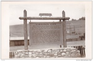 RP; VIRGINIA CITY, Montana; Sign of area history, State Highway, 1950s