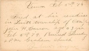 Written next to Date Feb th 1879 - North Vernon, Indiana IN  