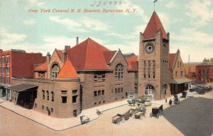 TRAIN DEPOT RAILROAD STATION SYRACUSE NEW YORK POSTCARD (c. 1907)