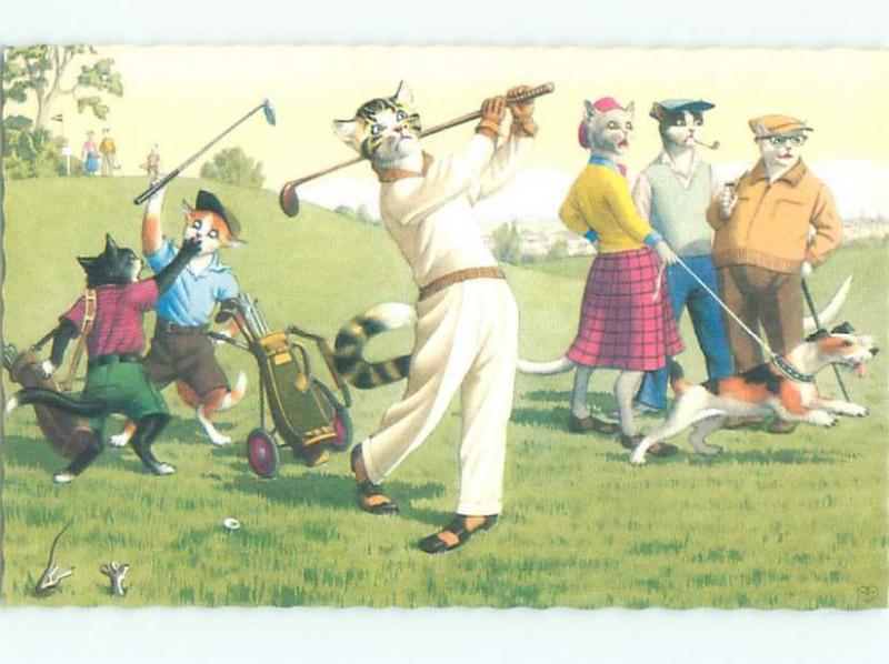 Pre-1980 Mainzer Cats GOLFING - CATS PLAYING GOLF AC6734