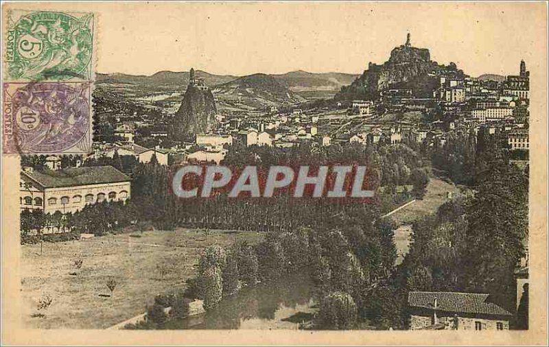 Old Postcard Le Puy Vue Generale taken the Rock of Espaly