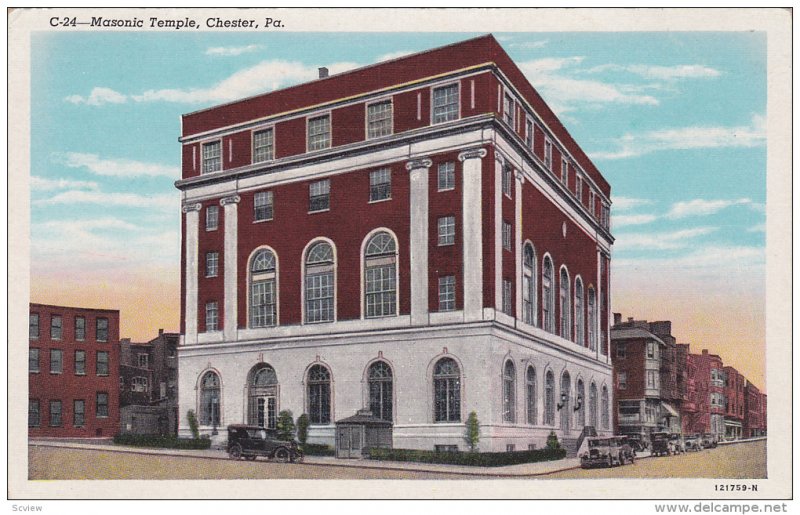 Street view,  Masonic Temple,  Chester,  Pennsylvania,   30-40s