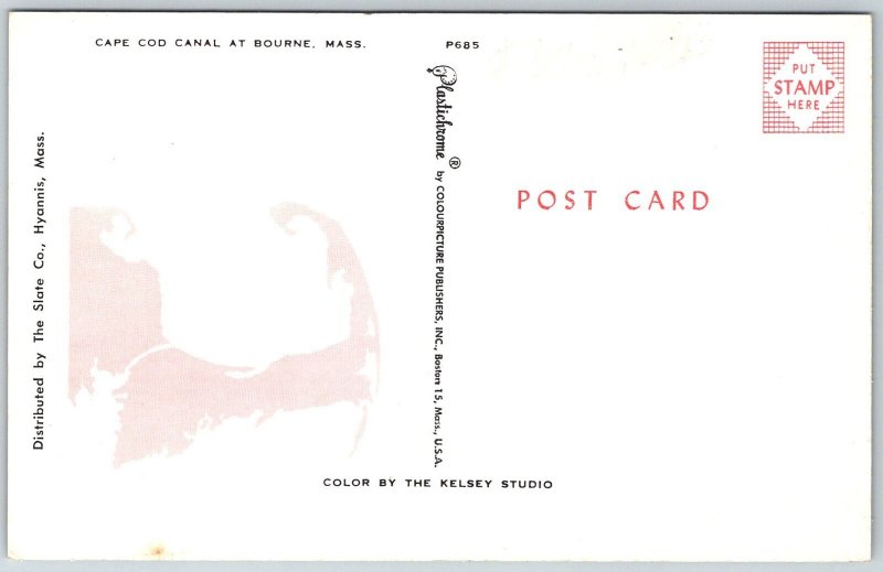 Bourne Massachusetts 1950s Postcard Cape Cod Canal