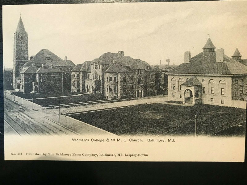 Vintage Postcard 1901-1907 Woman's College 1st M.E. Church Baltimore Maryland