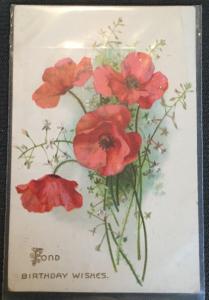 Postcard Used “Fond Birthday Wishes” Flowers LB