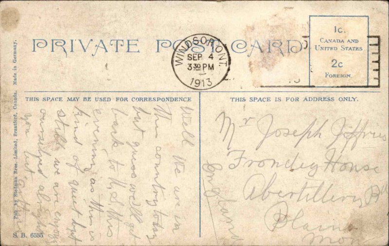 Windsor Ontario ON Canal Flag Heraldic Emblem c1910 Postcard