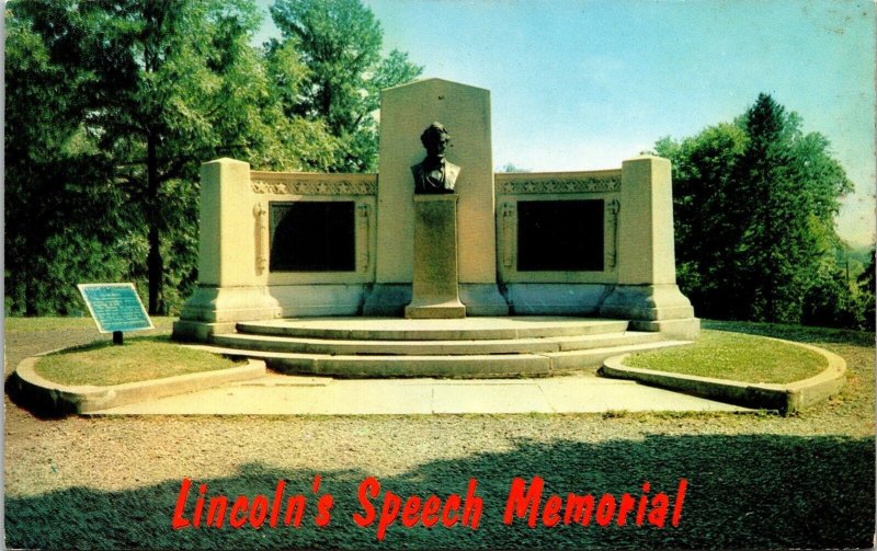 Lincoln Speech Memorial Gettysburg PA Pennsylvania National Cemetery Postcard  