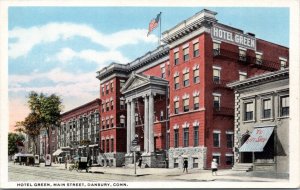 Postcard CT Danbury - Hotel Green, Main Street