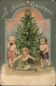 Tuck Christmas Fantasy Child Angels Fairy Fairies Play with Toys c1910 Postcard
