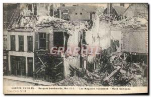 Old Postcard Bergues bombed Vansteene The Shops Place Gambetta Army