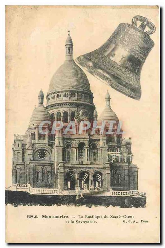 Old Postcard Montmartre's Sacre Coeur Basilica and Bell Savoyard