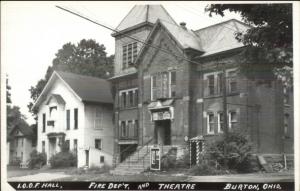 Burton OH Fire Dept & Theatre Real Photo Postcard