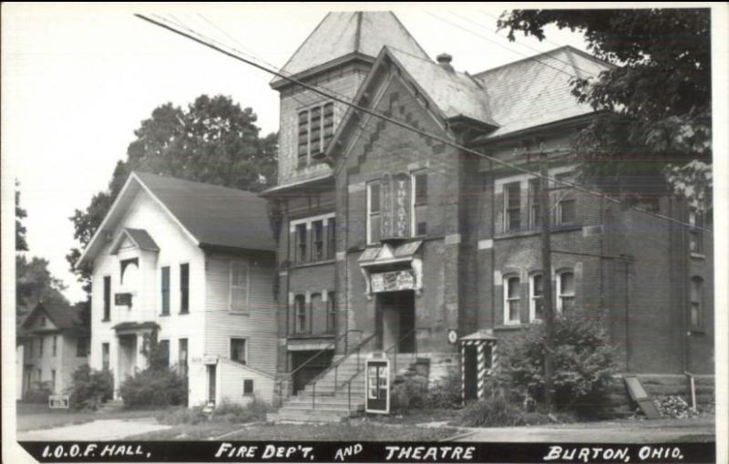 Burton OH Fire Dept Theatre Real Photo Postcard United States