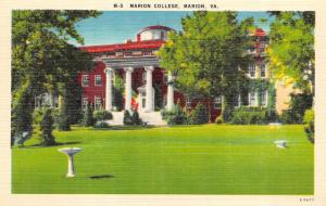 MARION, VA  Virgina   MARION COLLEGE~Campus Scene     c1940's Linen Postcard