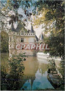 Modern Postcard Azay le Rideau (I and L) Mirant Chateau is in a arm of the Indre