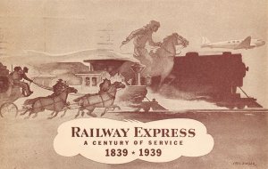 Railway Express Railroad A Century of Service 1939 postcard