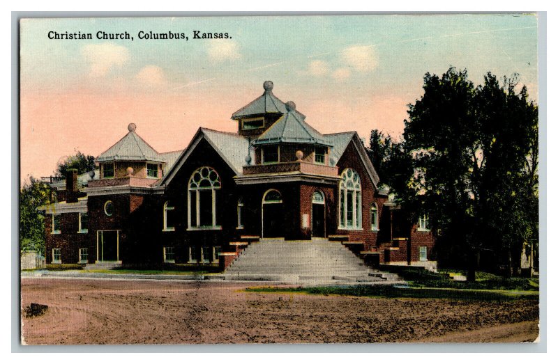 Postcard Columbus Kansas Christian Church Vintage Standard View Card 