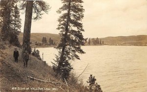 RPPC WALLOWA LAKE, OR Two Men On Shore, Oregon ca 1910s Vintage Postcard