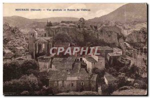 Moureze Old Postcard General view and castle ruins