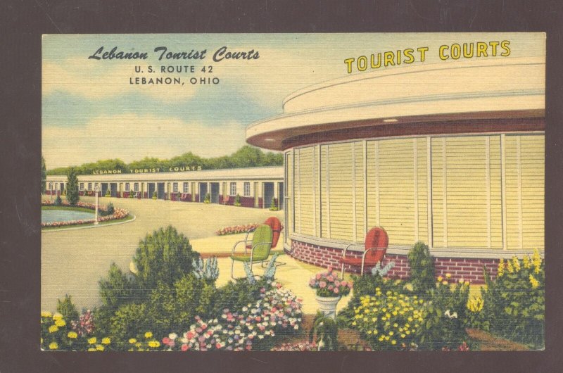 LEBANON OHIO LEBANON TOURIST COURTS VINTAGE LINEN ADVERTISING POSTCARD