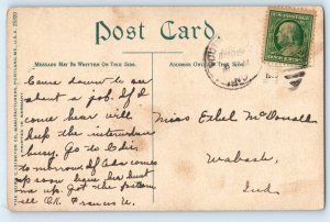 1909 Logansport Indiana IN Postcard Masonic Temple Building Horse Carriage Road