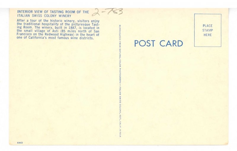 CA - Asti. Italian Swiss Colony Winery: Tasting Room