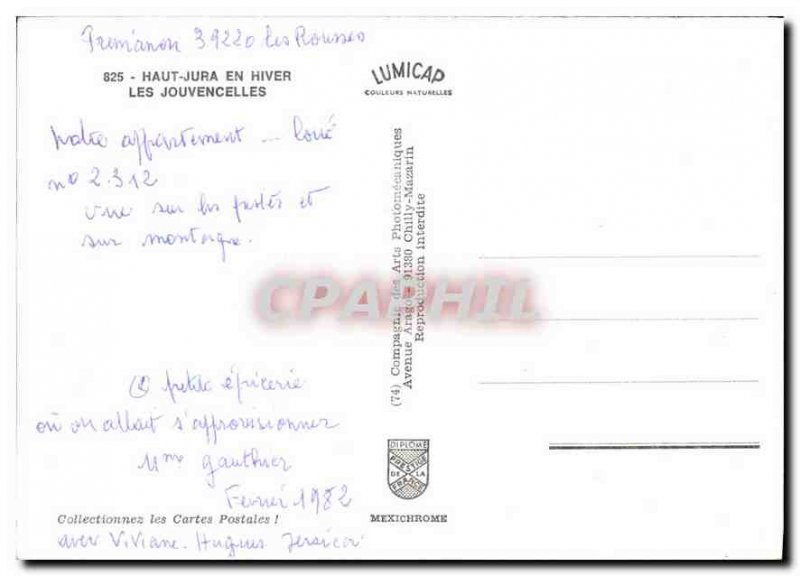 Postcard Modern Jura in winter Jouvencelles