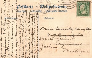 Vintage Postcard 1920's Dampfer Kaiserin Auguste Victoria Treppenaufgang im Rauc