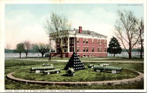 Post YMCA and Trophy Circle, Fortress Monroe VA Vintage Postcard T76