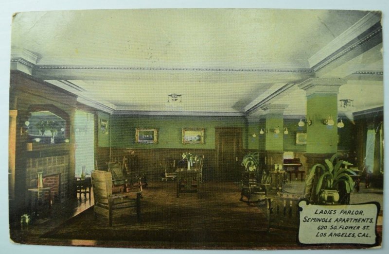 C,1900-10 Ladies Parlor Seminole Apartments Los Angeles, CA Vintage Postcard F52