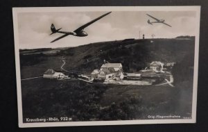 Mint Postcard Germany RPPC Kreuzberg Rhon Glider Flight Mountain Village Town