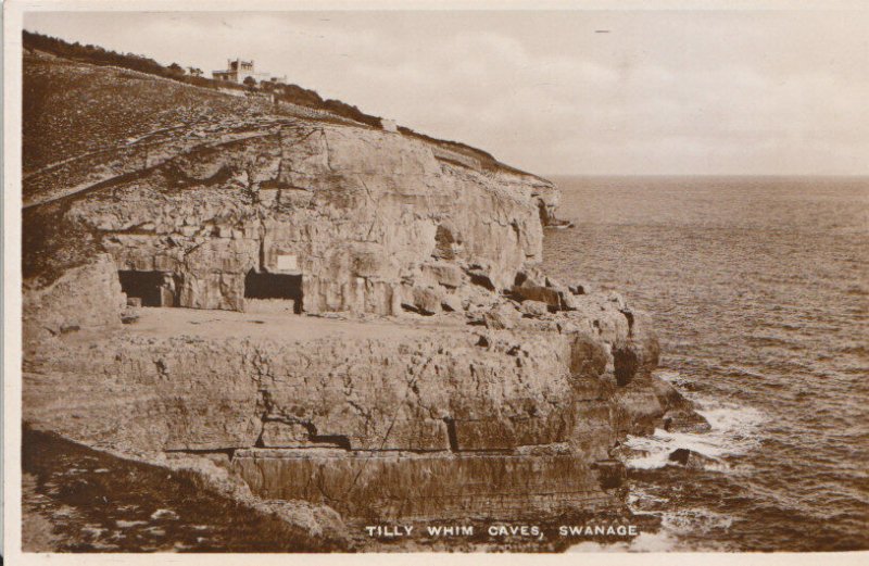 Dorset Postcard - Tilly Whim Caves - Swanage - Real Photograph - Ref 18546A