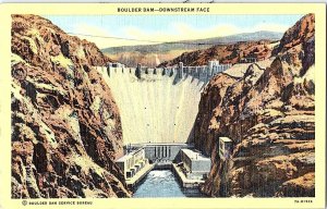 Boulder Dam Downstream Face Nevada Vintage Postcard Standard View Card