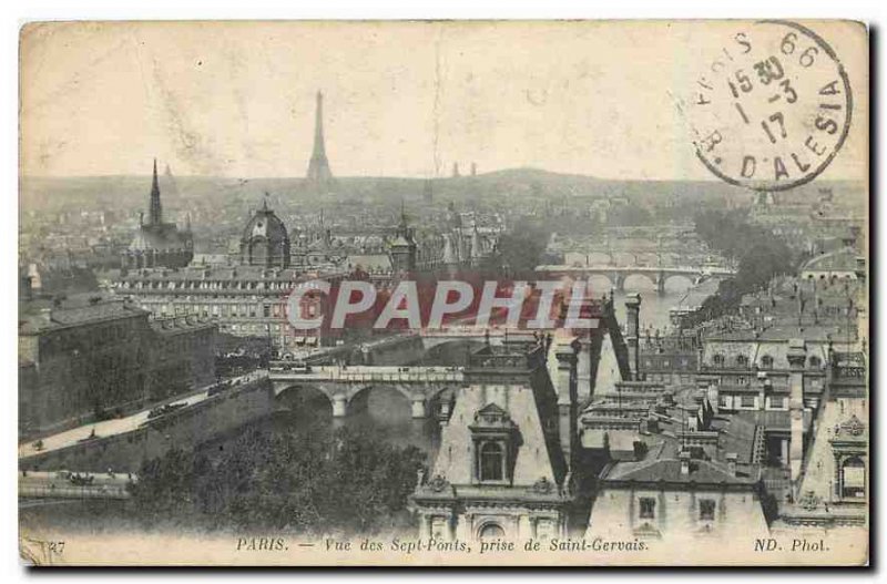 Old Postcard Paris View of the Seven Bridges taken from Saint Gervais